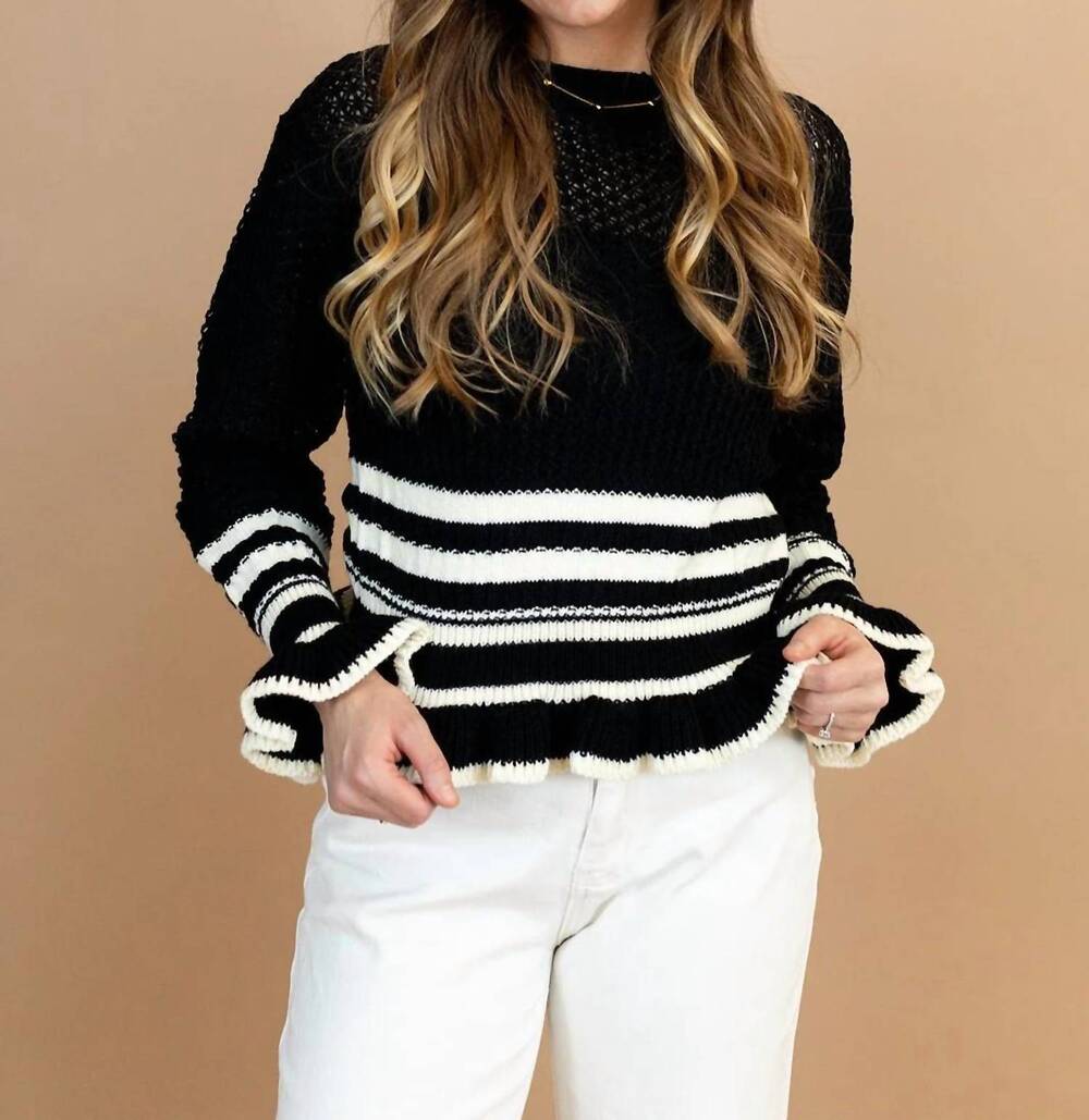NEW SO ME avana knit sweater in black/ivory